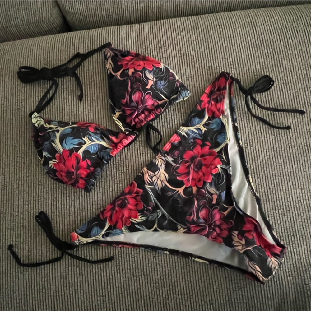 Floral Bikini Set - Black and Pink brand new - Picture 6 of 10